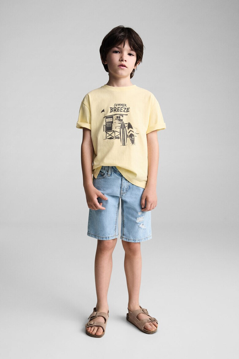 Mango Тениска Slub с принт - Pepit.bg