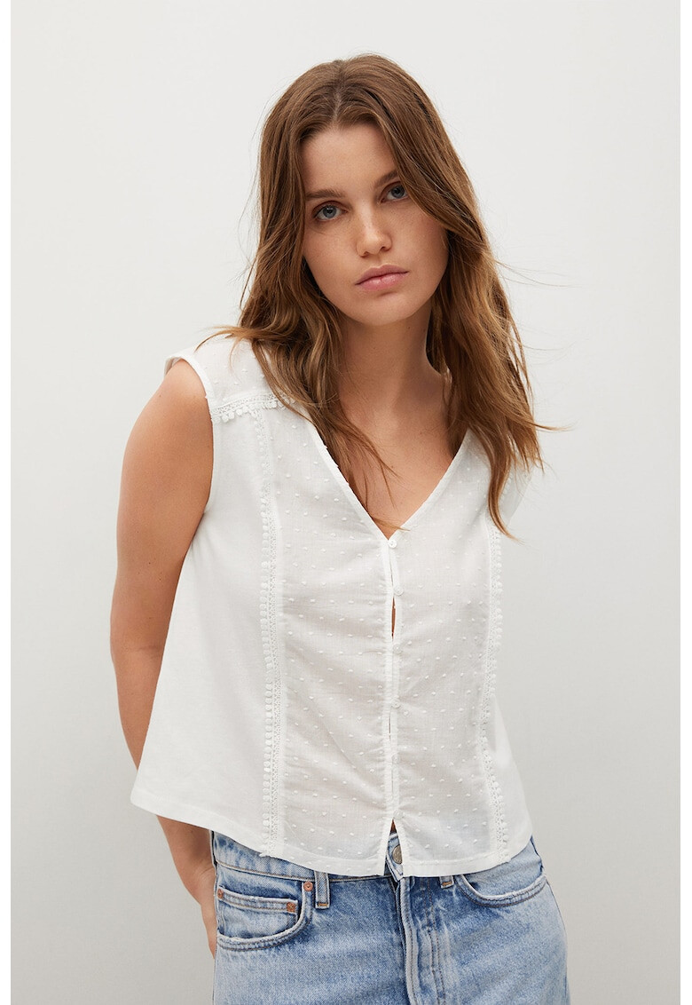 Mango Топ Pradera с шпиц и релефни точки - Pepit.bg