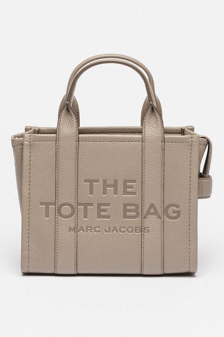 Marc Jacobs Кожена чанта The Small - Сиво-бежов - Pepit.bg