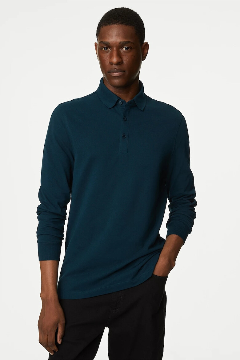 Marks  Spencer Блуза от памучно пике с яка - Pepit.bg