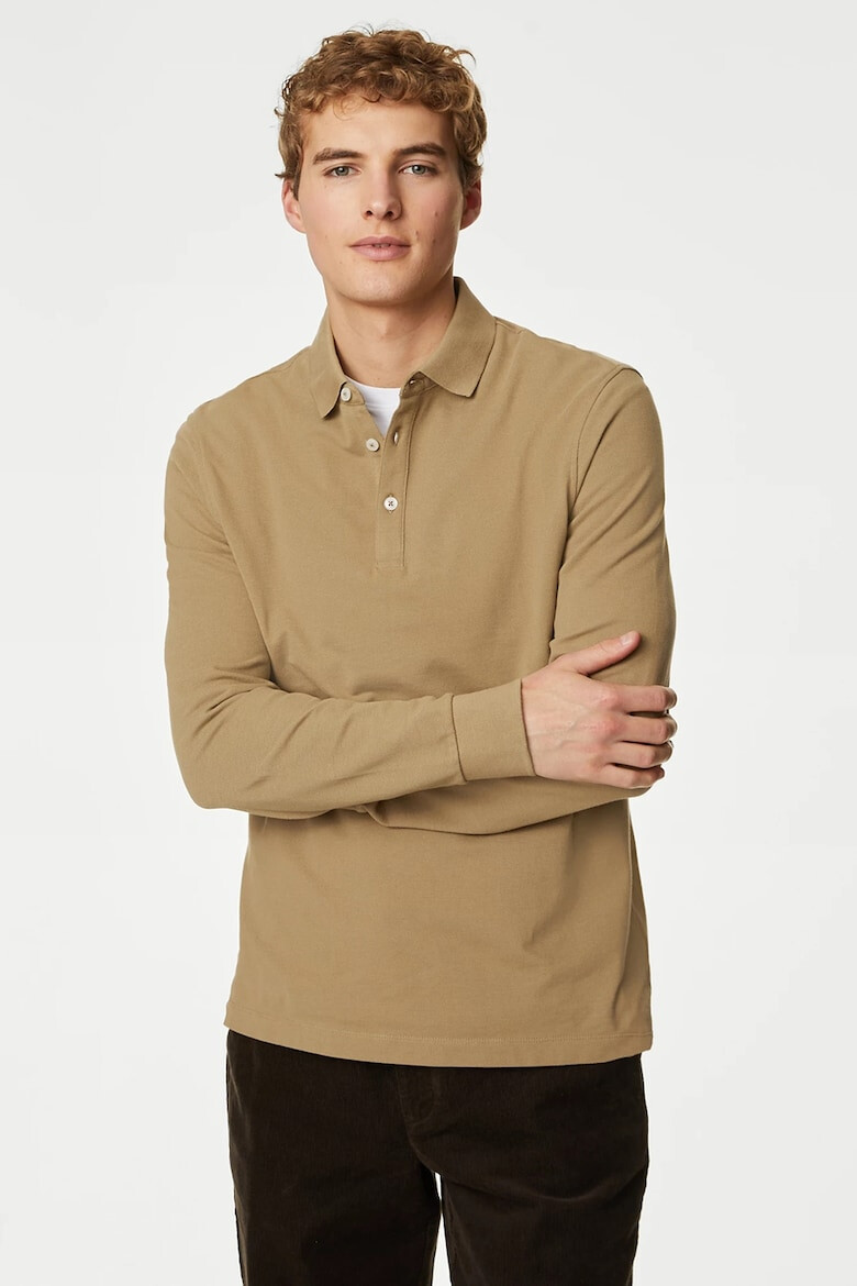Marks  Spencer Блуза от памучно пике с яка - Pepit.bg