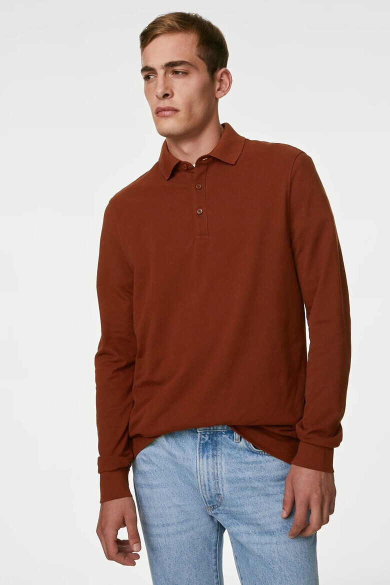 Marks  Spencer Блуза от памучно пике с яка - Pepit.bg