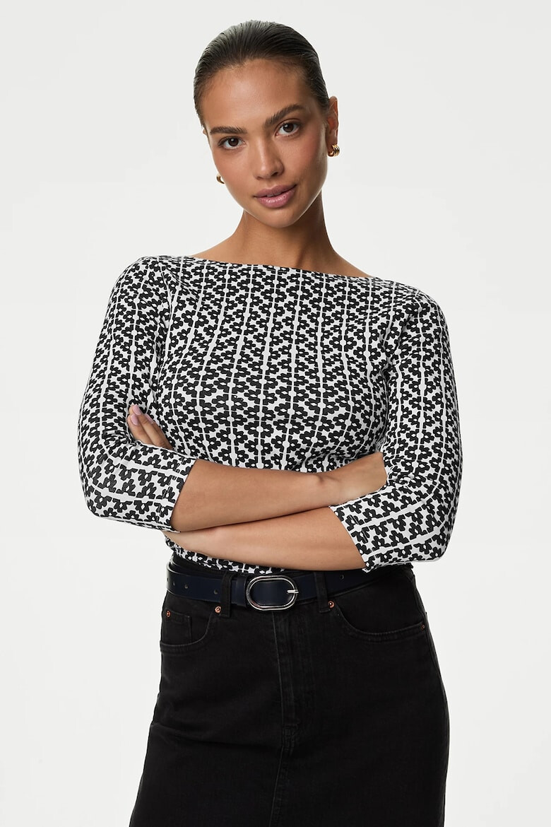 Marks & Spencer Блуза с десен и деколте тип лодка - Pepit.bg