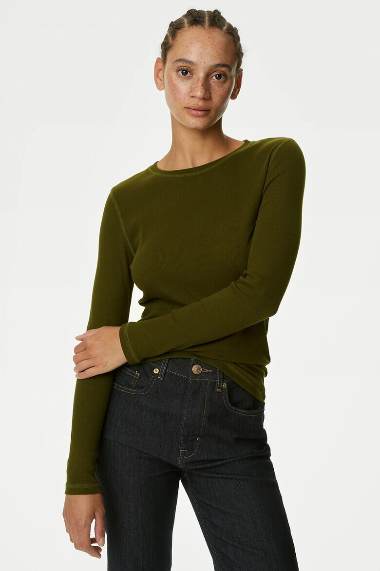 Marks  Spencer Блуза слим с овално деколте - Pepit.bg