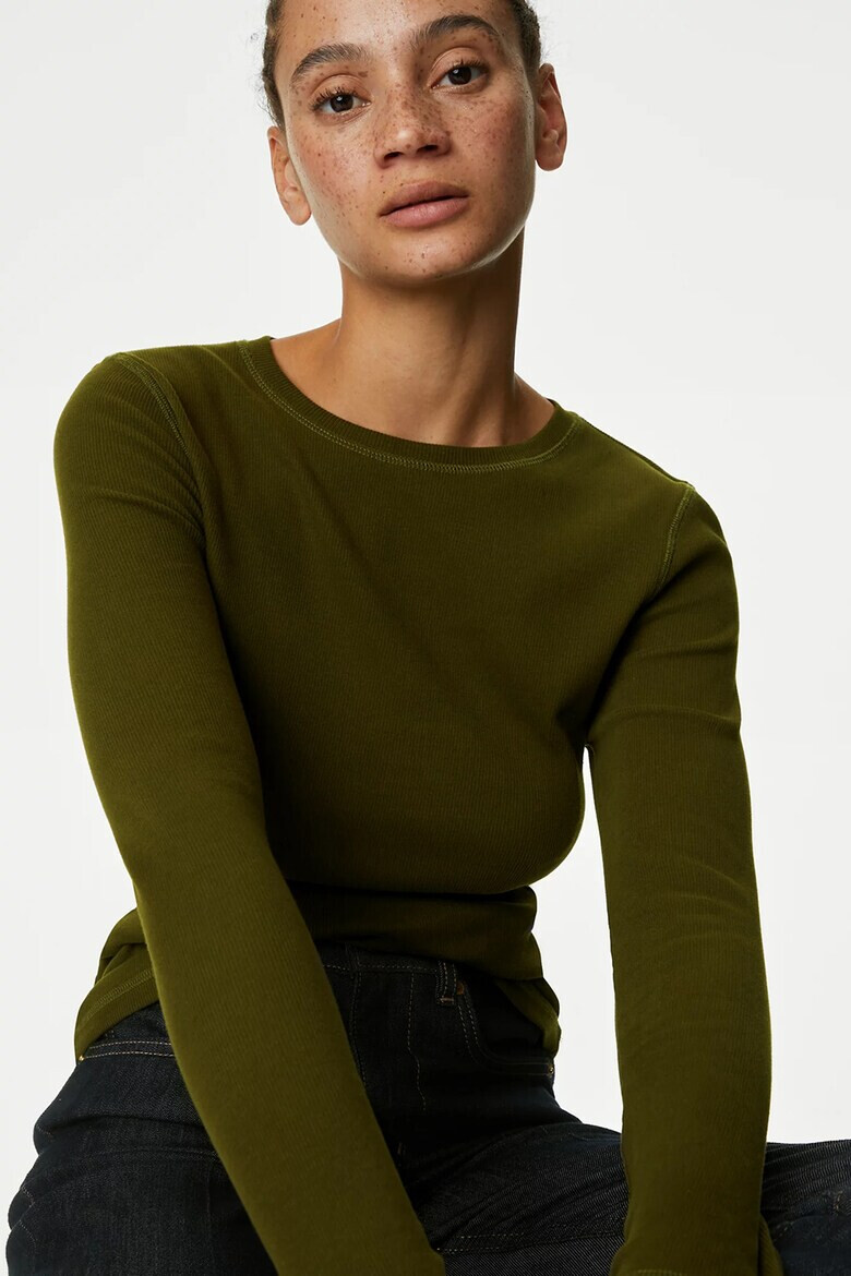 Marks  Spencer Блуза слим с овално деколте - Pepit.bg