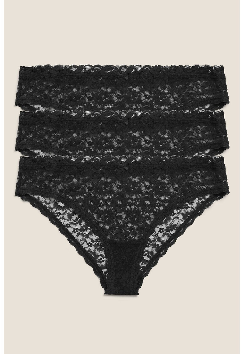 Marks & Spencer Дантелени бикини бразилиана - 3 чифта - Pepit.bg
