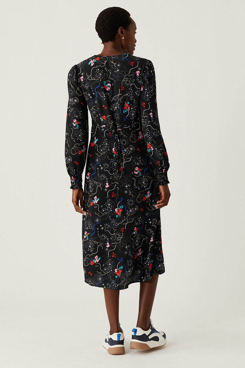 Marks  Spencer Десенирана рокля с шпиц - Pepit.bg