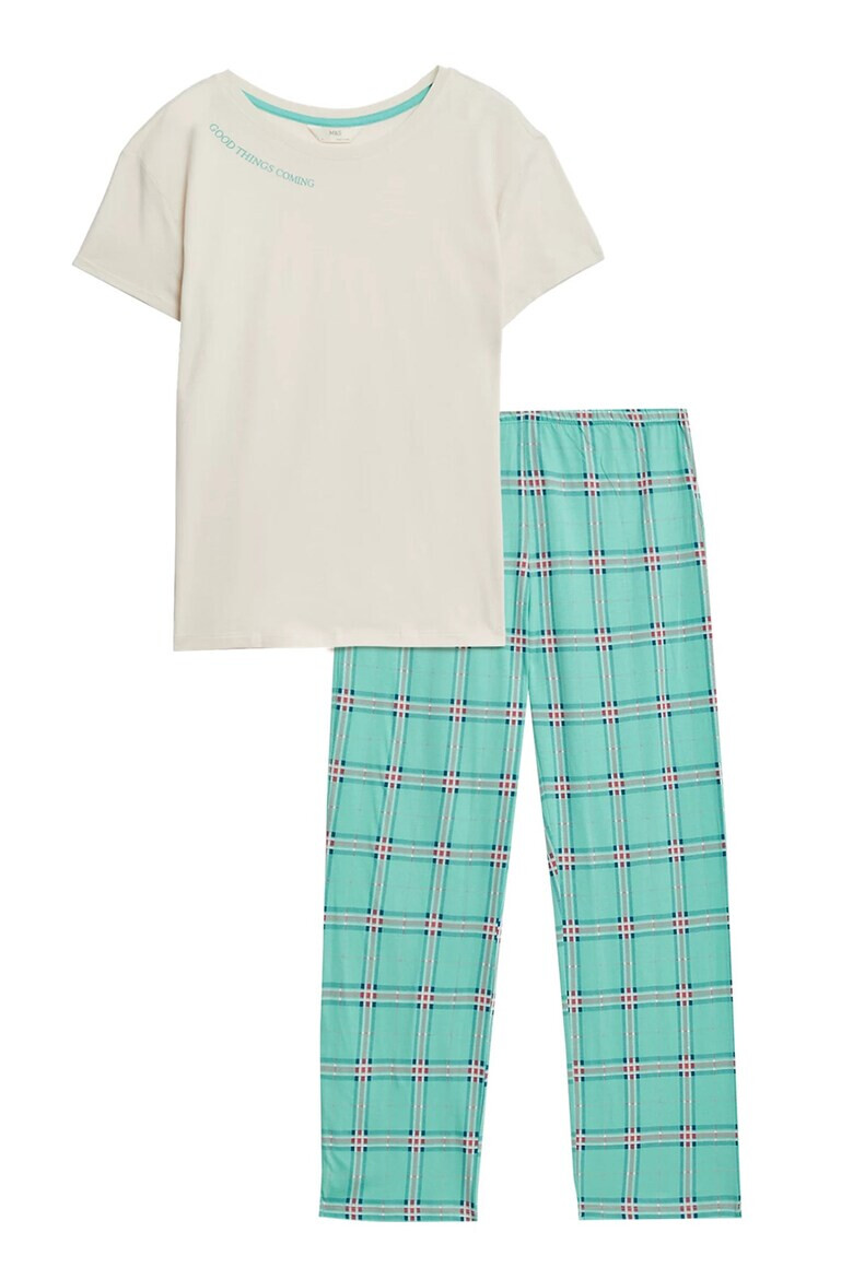 Marks  Spencer Дълга пижама с каре - Pepit.bg
