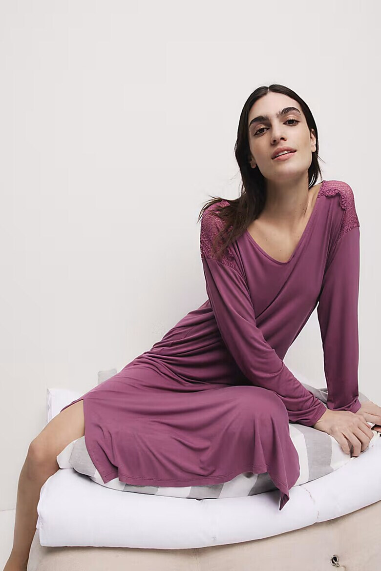 Marks  Spencer Дълга свободна нощница с шпиц - Pepit.bg