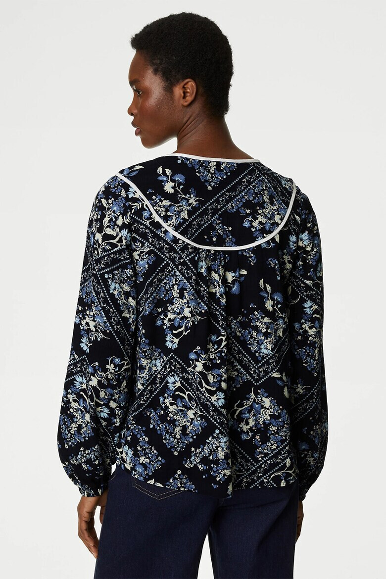 Marks  Spencer Флорална блуза с памук - Pepit.bg