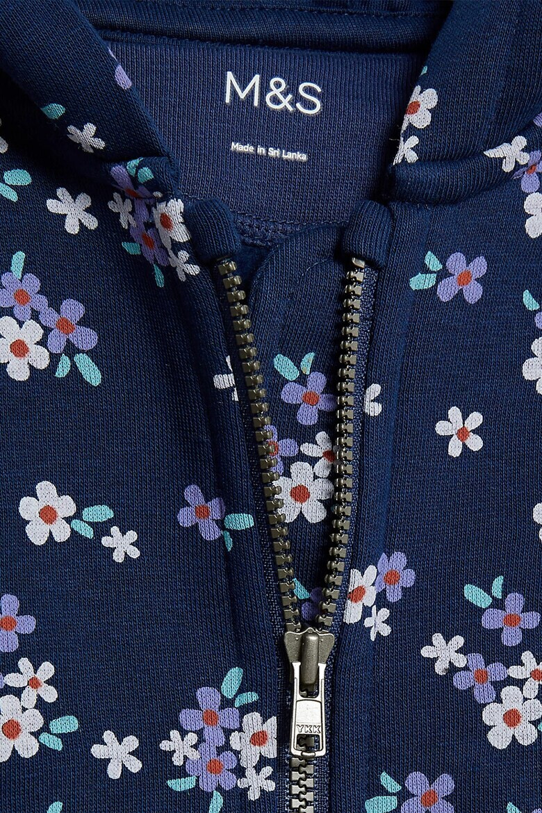 Marks  Spencer Флорално худи с цип - Pepit.bg