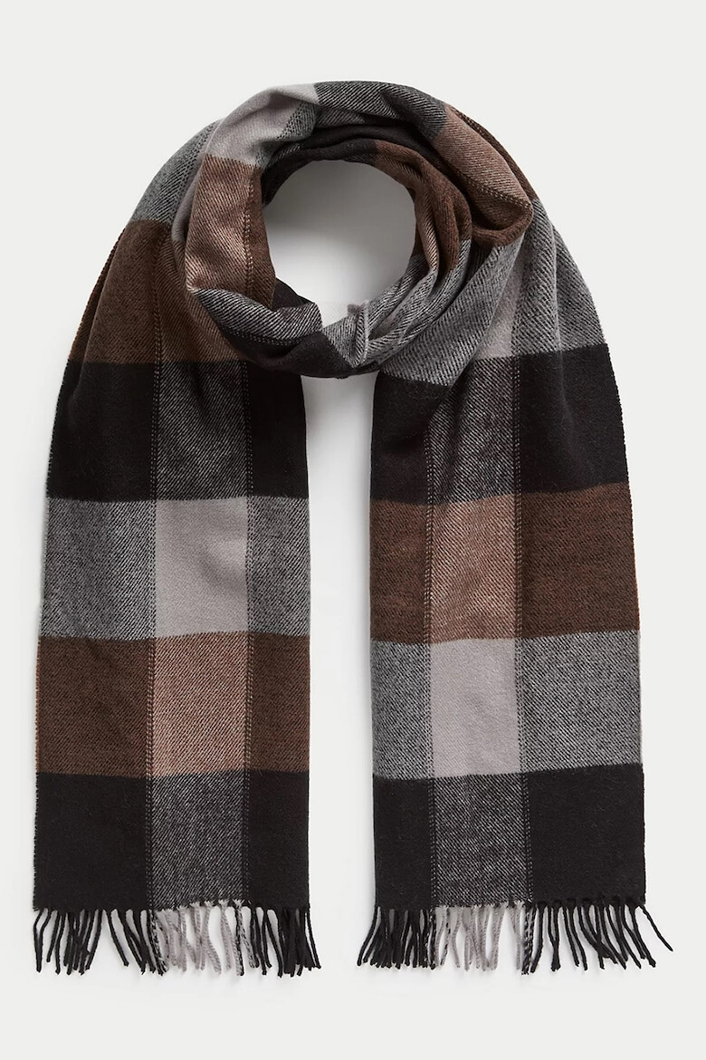 Marks  Spencer Кариран шал с ресни - Pepit.bg