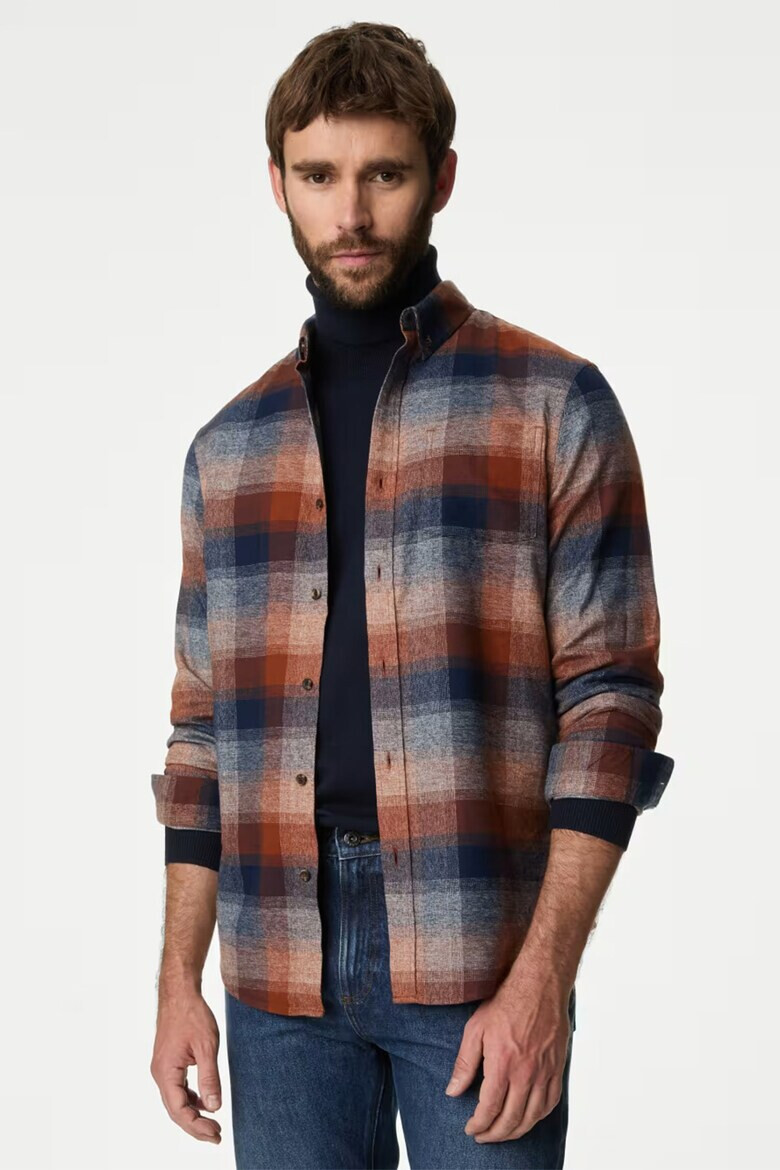 Marks  Spencer Карирана памучна риза - Pepit.bg