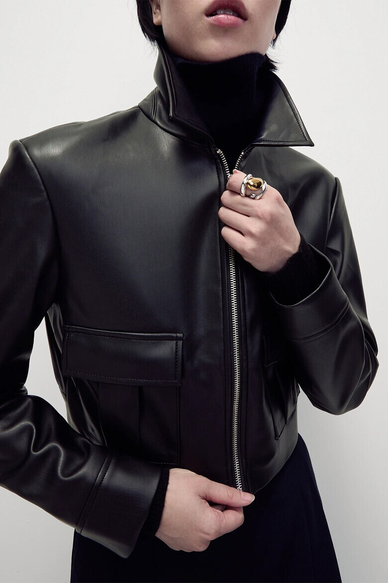 Marks  Spencer Късо яке от еко кожа с цип - Pepit.bg