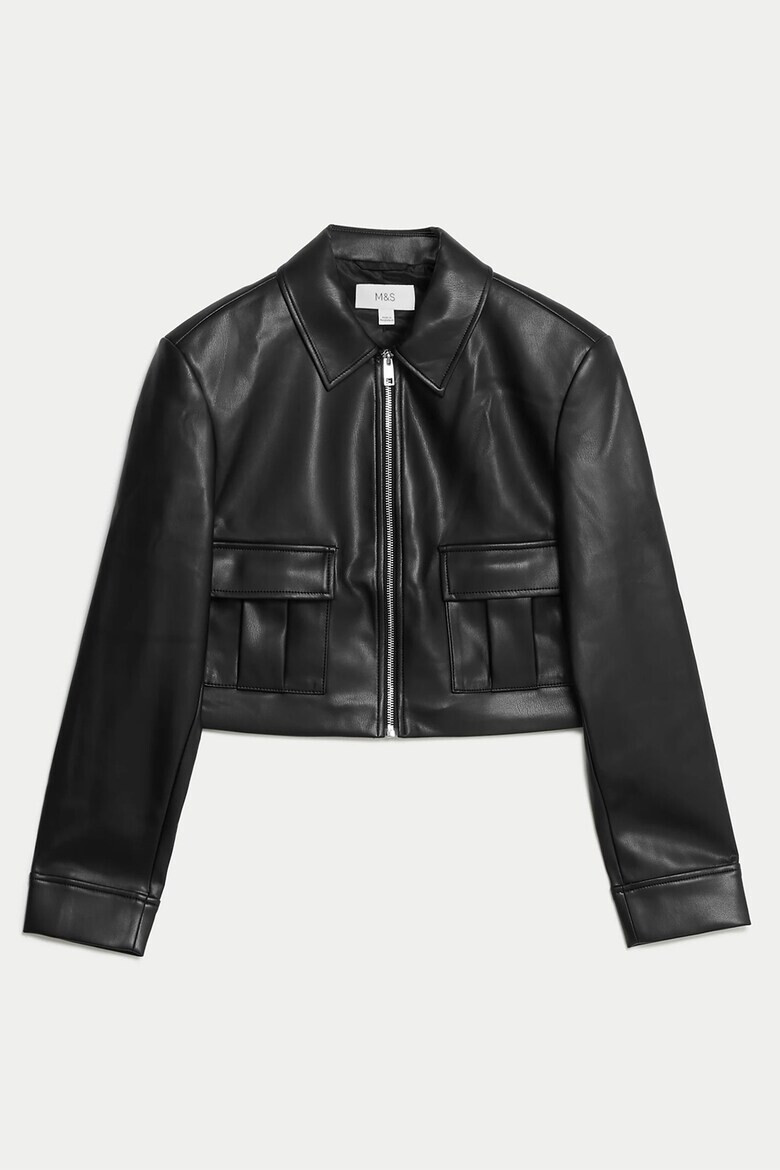 Marks  Spencer Късо яке от еко кожа с цип - Pepit.bg