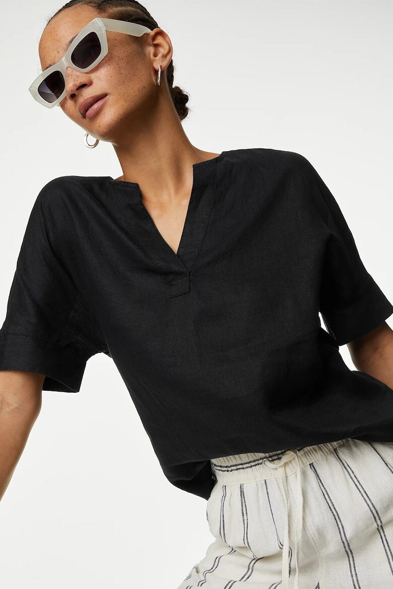 Marks  Spencer Ленена блуза с шпиц - Pepit.bg