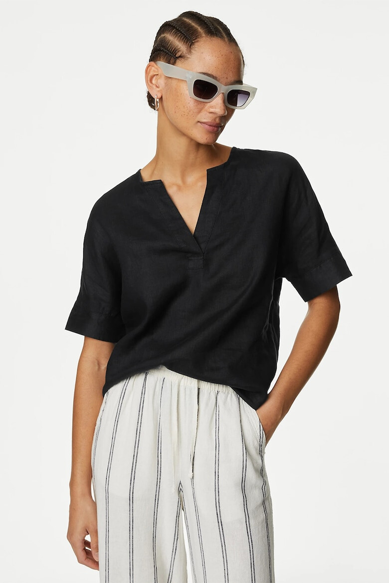 Marks  Spencer Ленена блуза с шпиц - Pepit.bg