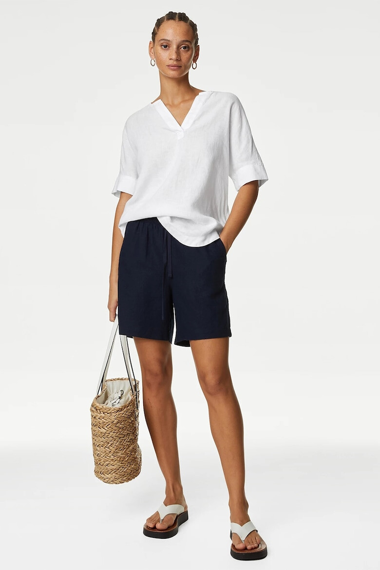 Marks  Spencer Ленена блуза с шпиц - Pepit.bg