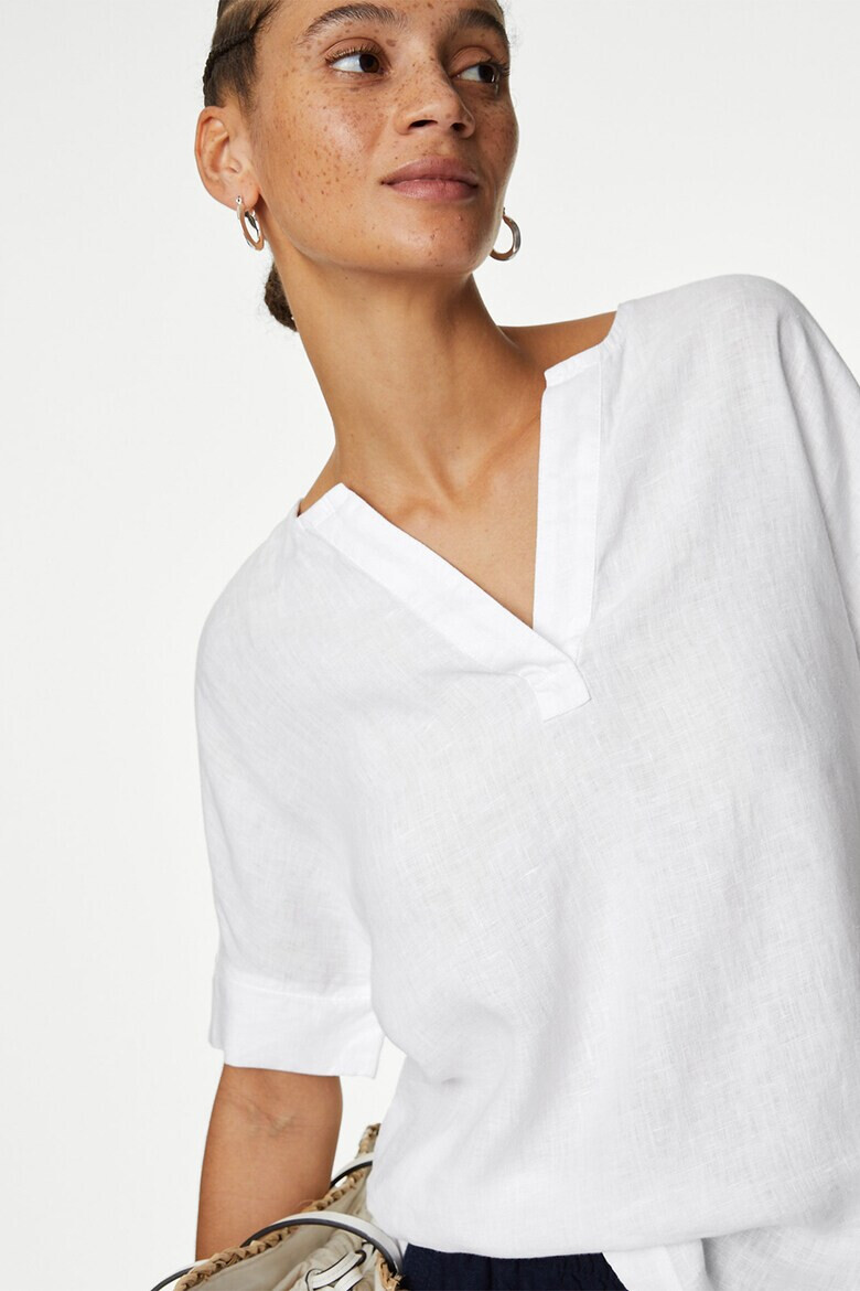 Marks  Spencer Ленена блуза с шпиц - Pepit.bg