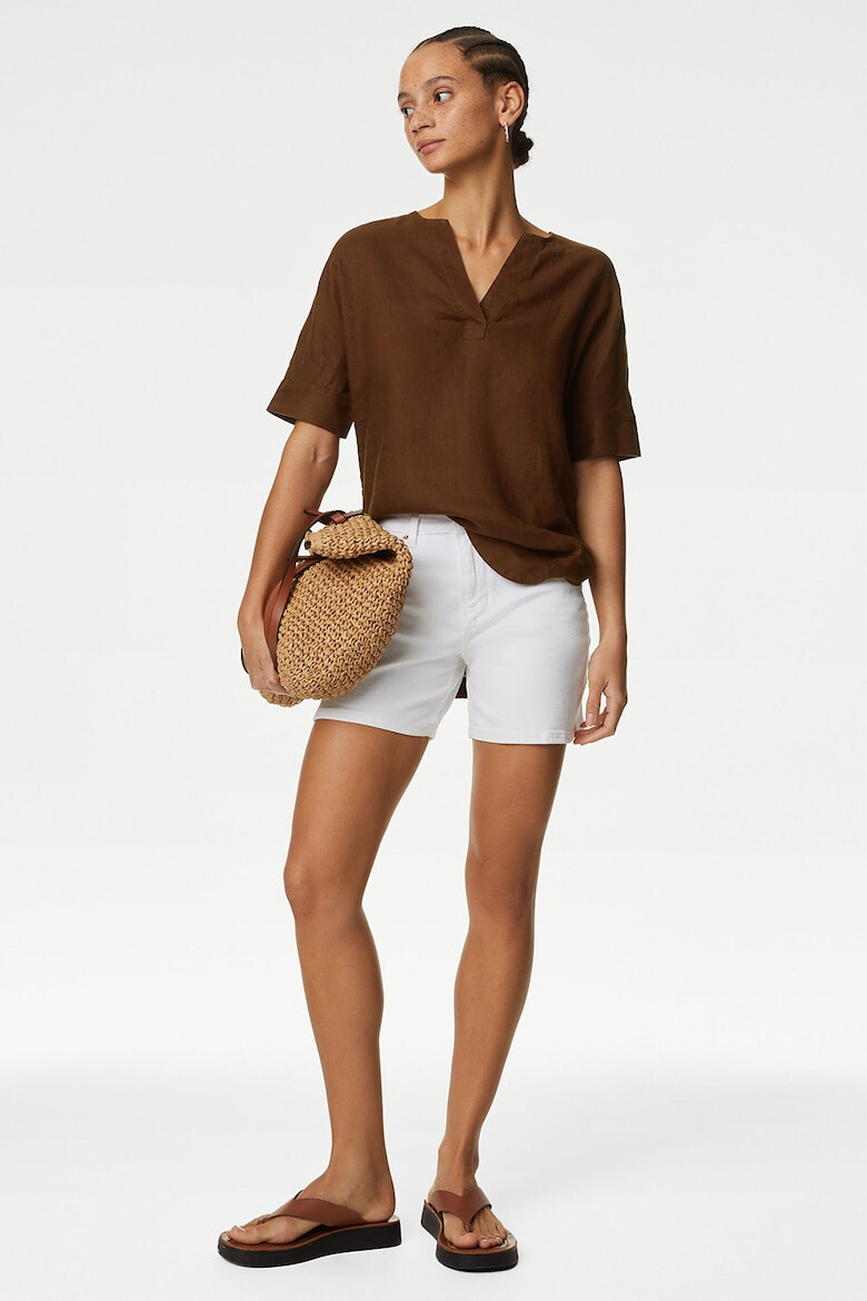 Marks  Spencer Ленена блуза с шпиц - Pepit.bg