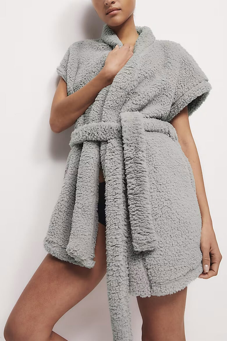 Marks  Spencer Мъхест халат с къси ръкави - Pepit.bg