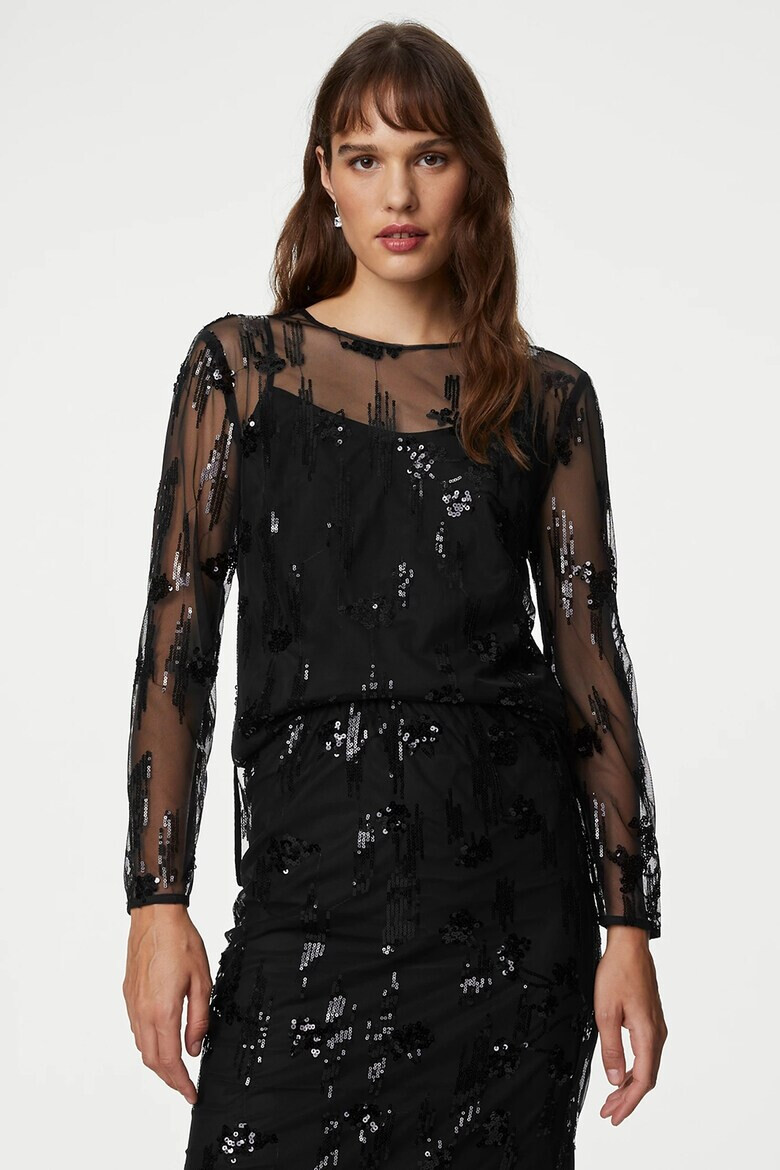 Marks  Spencer Мрежеста блуза с пайети - Pepit.bg