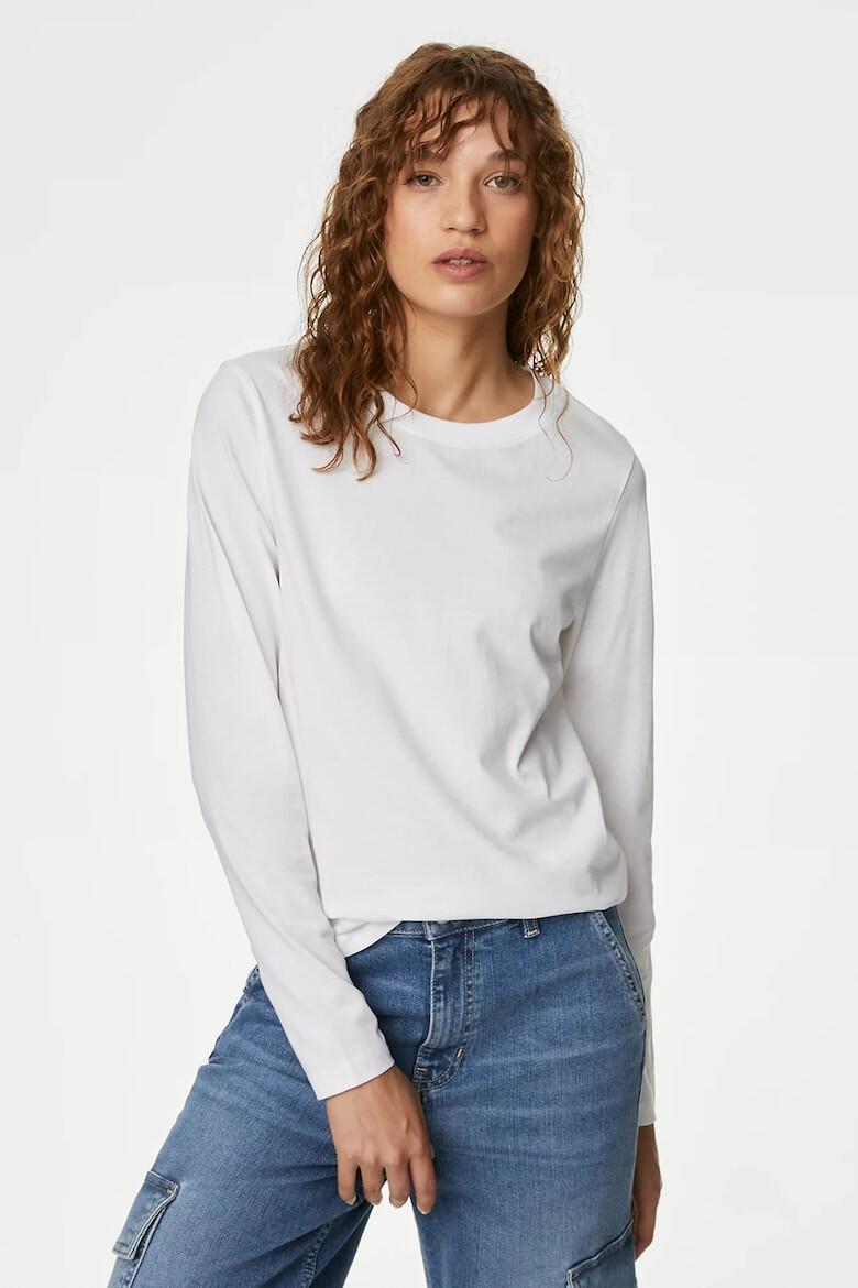 Marks & Spencer Памучна блуза с овално деколте - Pepit.bg