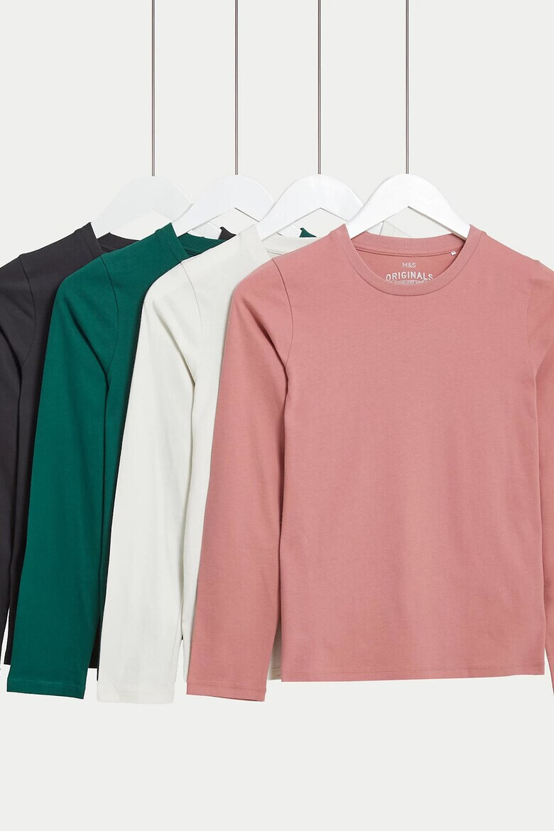Marks  Spencer Памучна блуза с овално деколте - Pepit.bg