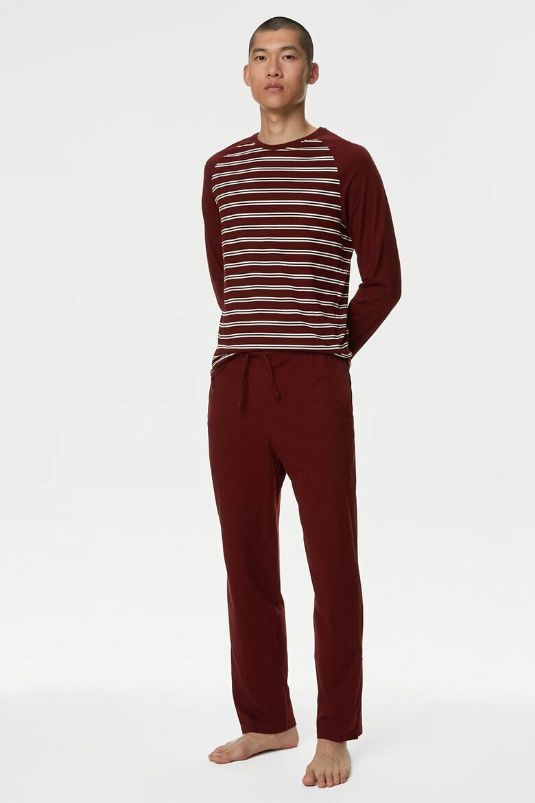 Marks  Spencer Памучна пижама с райе - Pepit.bg