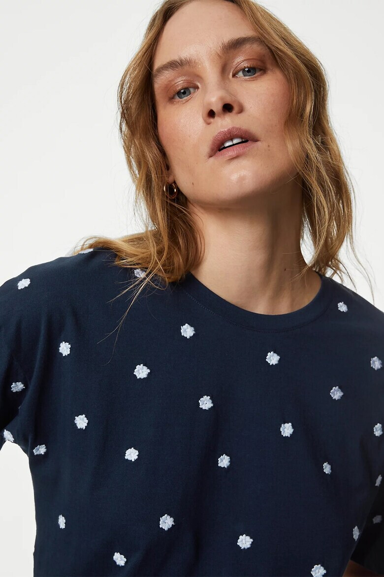Marks  Spencer Памучна тениска с бродерия - Pepit.bg