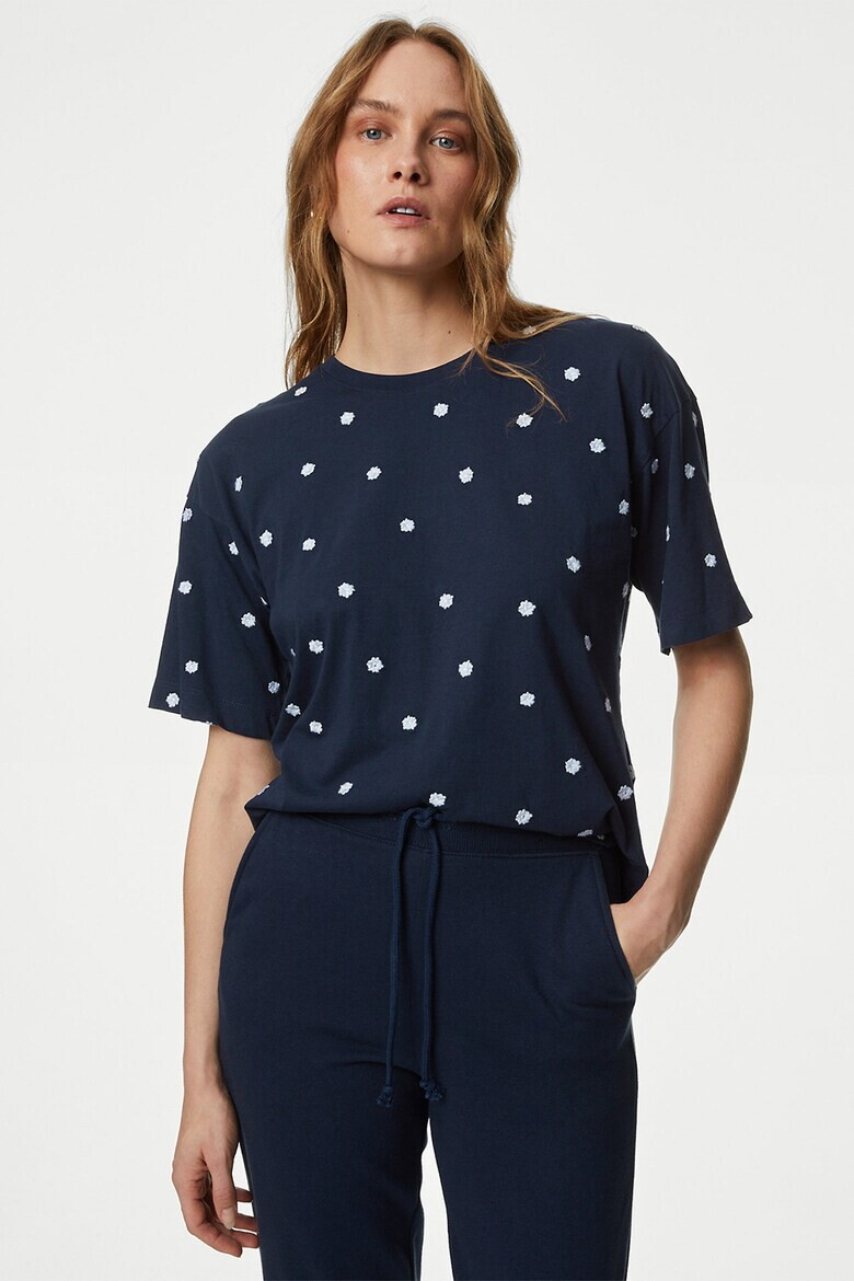 Marks  Spencer Памучна тениска с бродерия - Pepit.bg