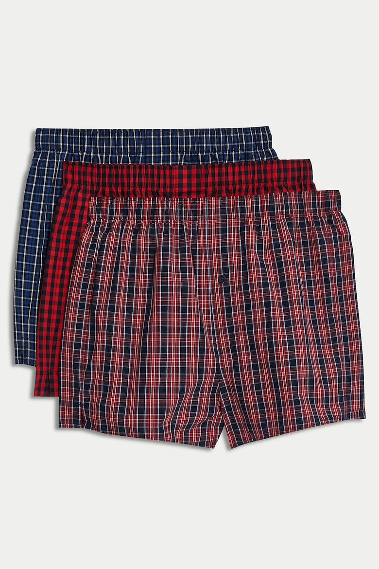 Marks  Spencer Памучни карирани боксерки 3 чифта - Pepit.bg