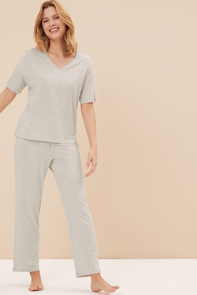 Marks  Spencer Пижама с модал с дантела - Pepit.bg