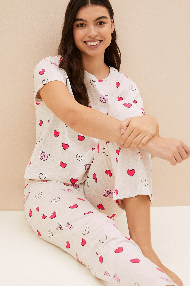 Marks  Spencer Пижама с памук с шарка - Pepit.bg