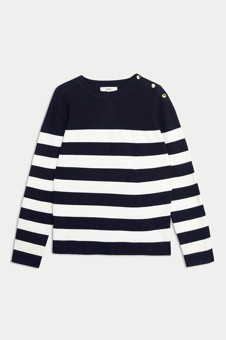 Marks  Spencer Плетен пуловер с райе - Pepit.bg
