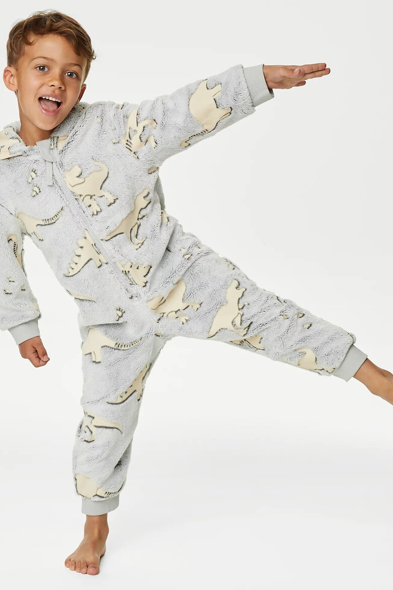 Marks  Spencer Плюшена пижама тип гащеризон с качулка - Pepit.bg