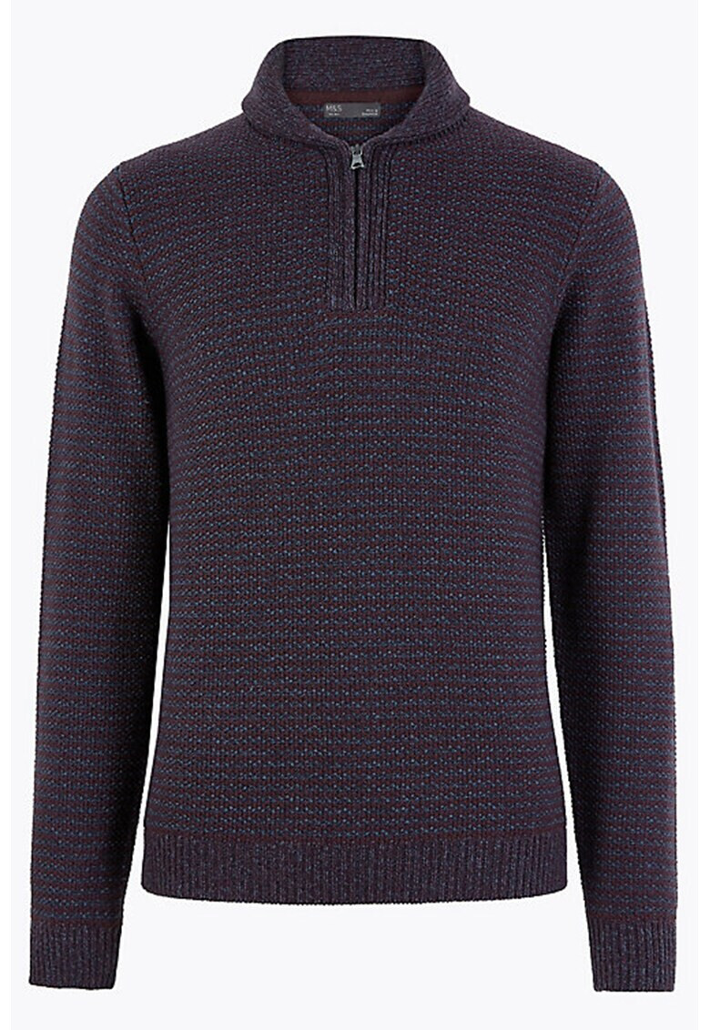 Marks & Spencer Пуловер с къс цип и шал-яка - Pepit.bg