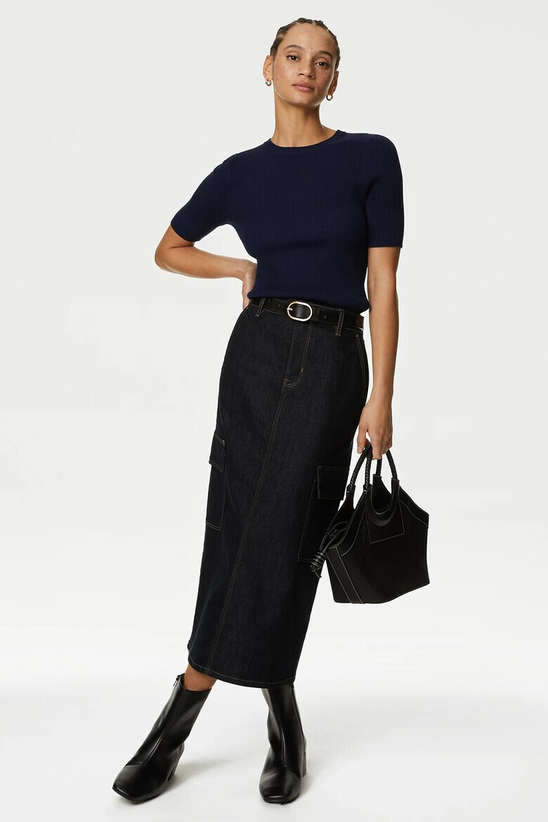 Marks  Spencer Пуловер с къси ръкави и рипс - Pepit.bg