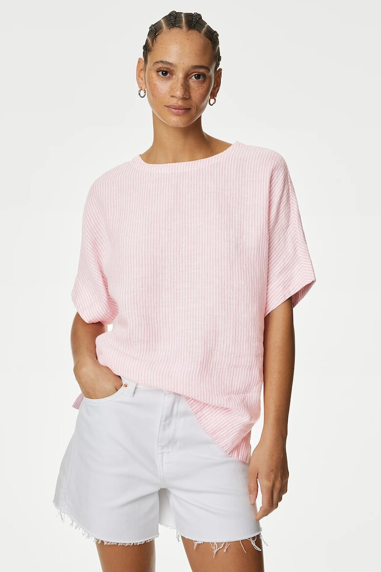 Marks  Spencer Раирана ленена блуза - Pepit.bg