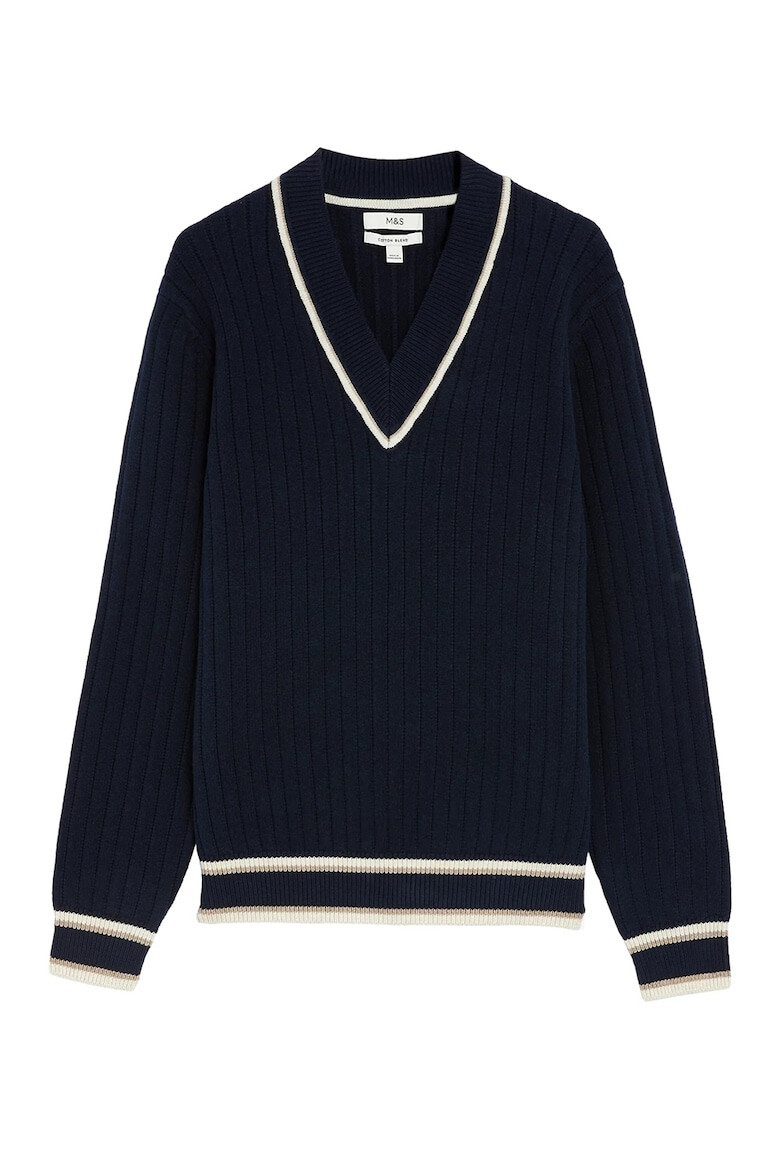 Marks & Spencer Рипсен пуловер с шпиц - Pepit.bg