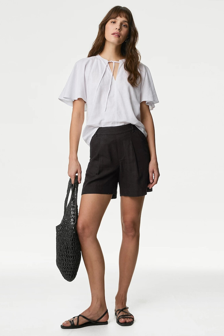 Marks  Spencer Шорти с лен с висока талия - Pepit.bg