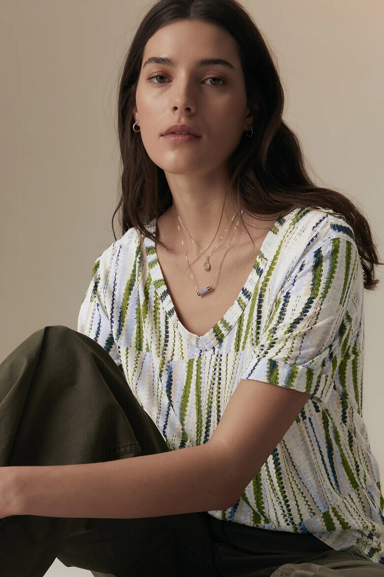 Marks  Spencer Тениска с лен и шпиц - Pepit.bg