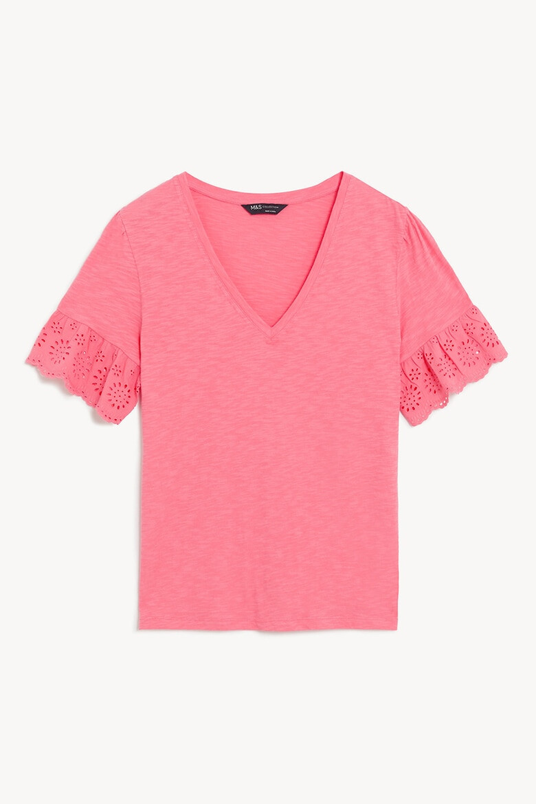 Marks  Spencer Тениска с шпиц и дантела - Pepit.bg