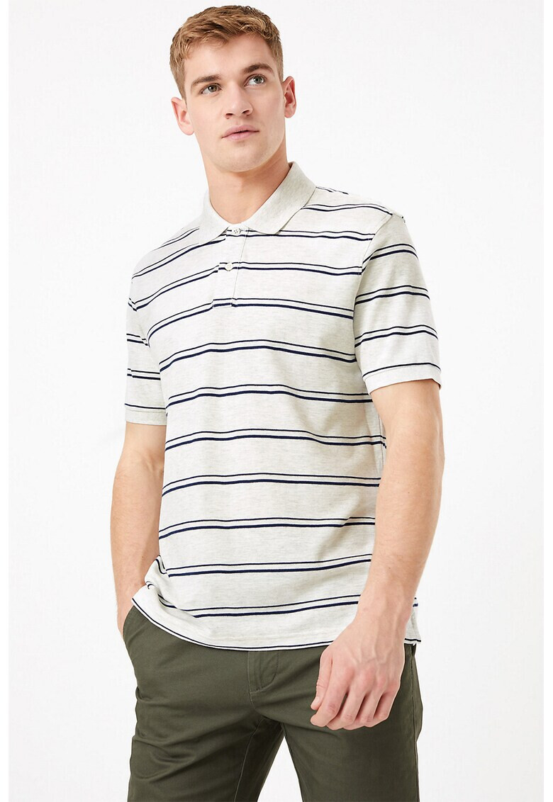 Marks & Spencer Тениска с яка и райе T28 - Pepit.bg