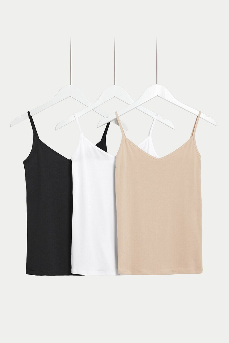 Marks & Spencer Топ с шпиц деколте - 3 броя - Pepit.bg