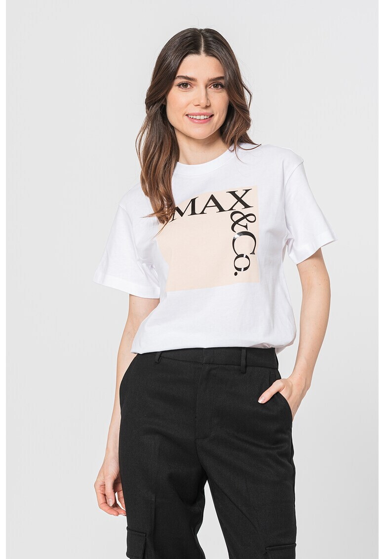Max&Co Тениска с лого и паднали ръкави - Pepit.bg