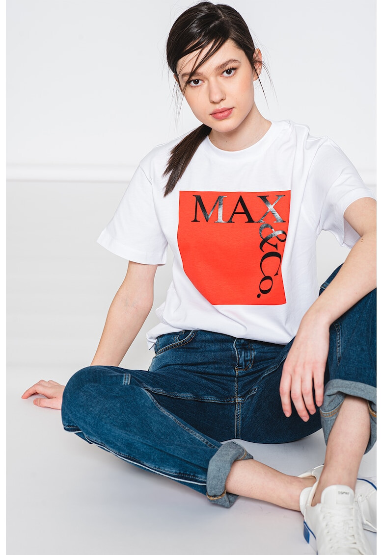 Max&Co Тениска с лого и паднали ръкави - Pepit.bg