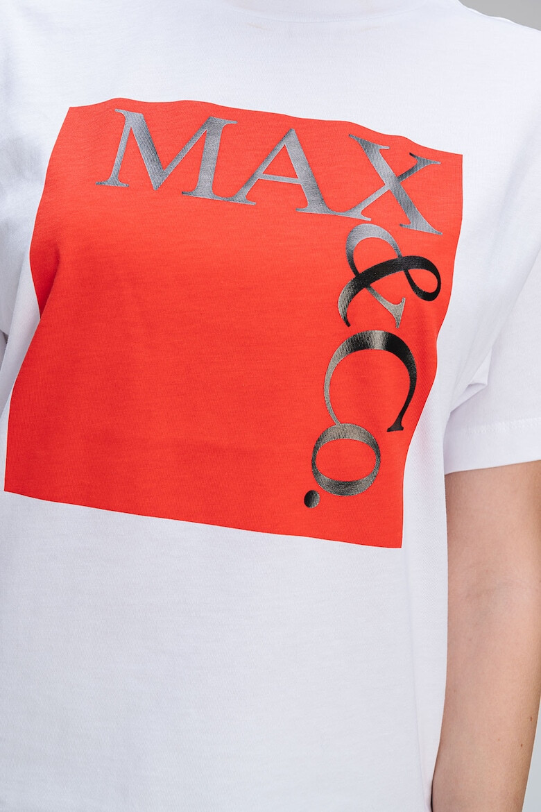 MaxCo Памучна тениска с лого - Червен/Бял - Pepit.bg