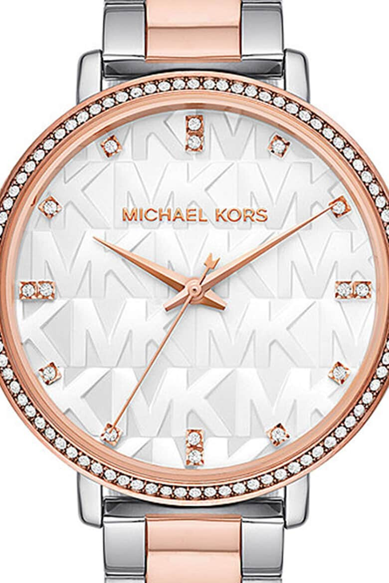 Michael Kors Двуцветен часовник с кристали и релеф - Pepit.bg