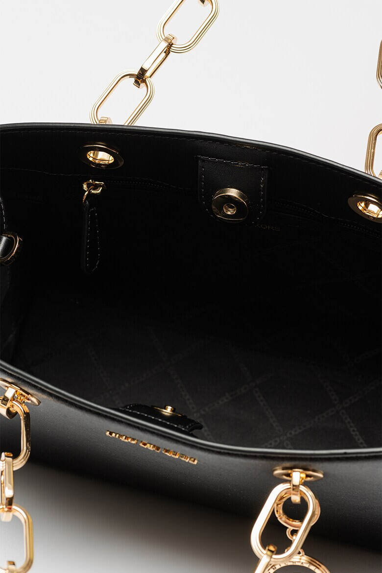 Michael Kors Кожена чанта Cynthia с дръжки с верижки - Черен - Pepit.bg